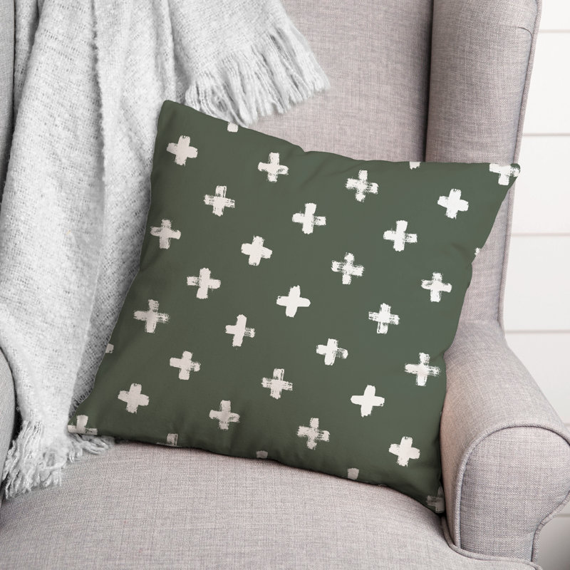  Coussin décoratif intérieur / extérieur en polyester à pois, H 18 po x l 18 po, Sauge