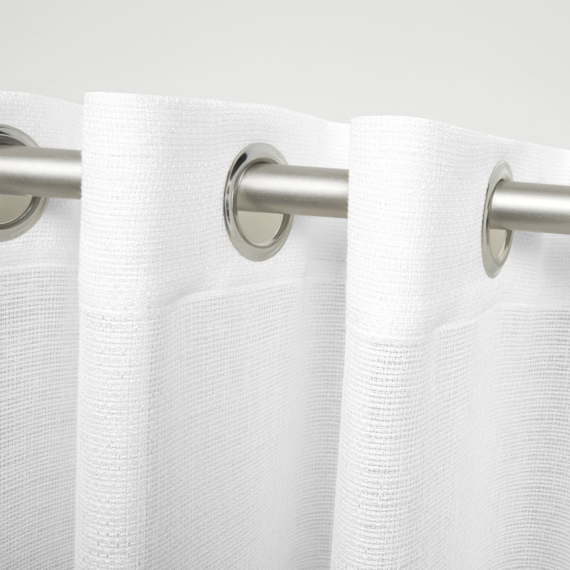 Exclusive Home Miami Semi-Sheer Textured Indoor/Outdoor Grommet Top Curtain Panel Pair, 54"W x 96"L, Ivory