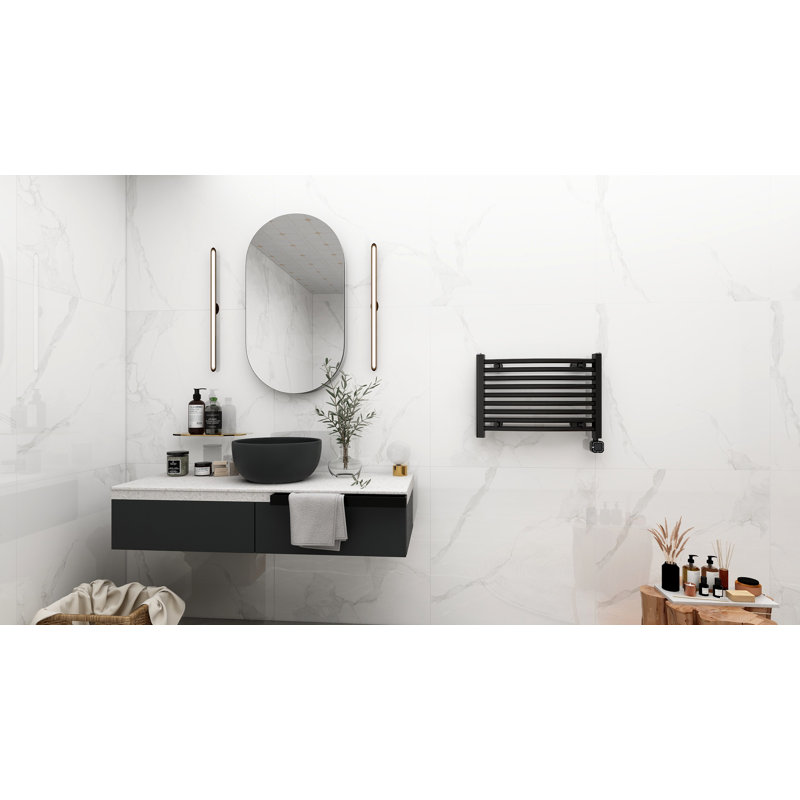 Curved Towel Rail Towel Warmer, Matte Black