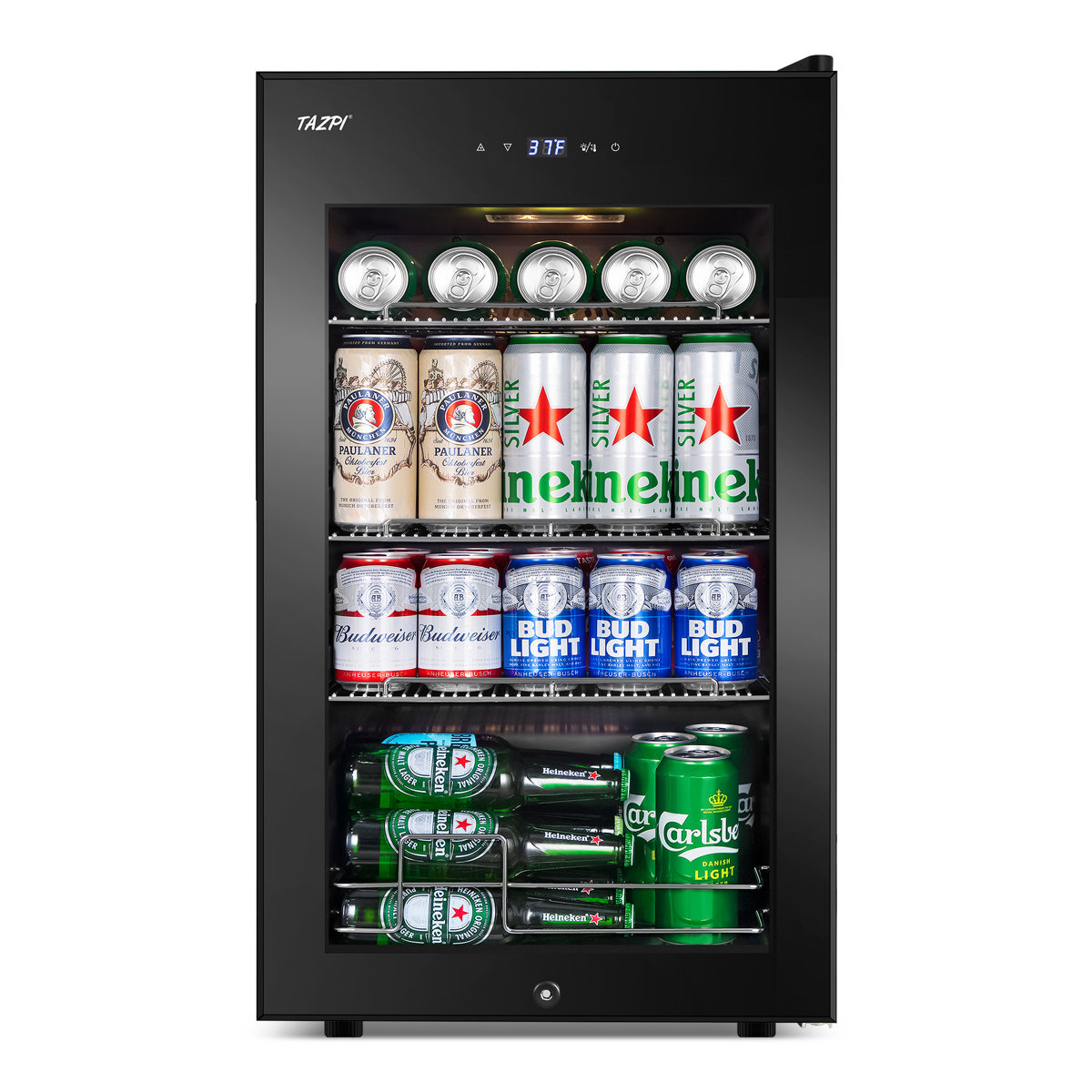 TAZPI 17'' W Freestanding 101 Cans (12 oz.) 2.3 Cubic Feet Beverage Cooler with Glass Door | Fridge.com