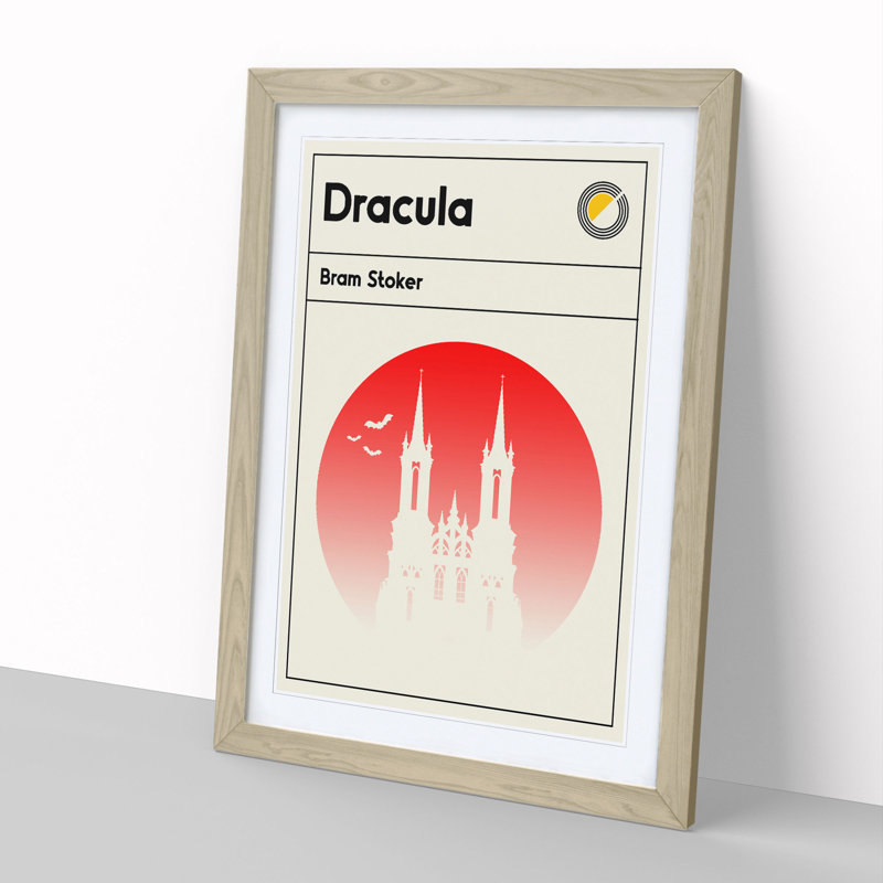 Book Cover Dracula Bram Stoker - Picture Frame Graphic Art, 36cm H x 27cm W x 2cm D, Oak
