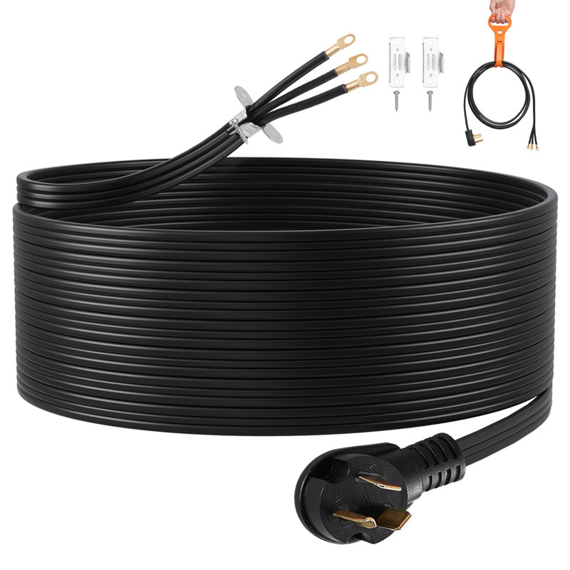 10 ft Dryer Power Cord 3-Prong NEMA 10-30P Dryer Cord w/ Eyelet Connectors