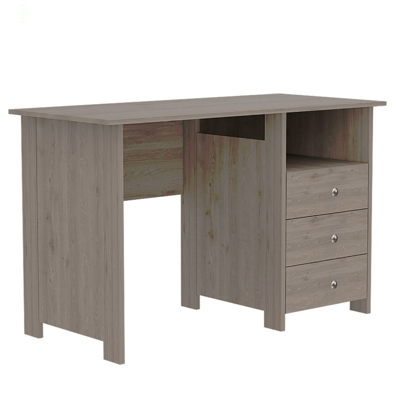 Bureau d'ordinateur avec tablette de rangement ouverte et 3 tiroirs