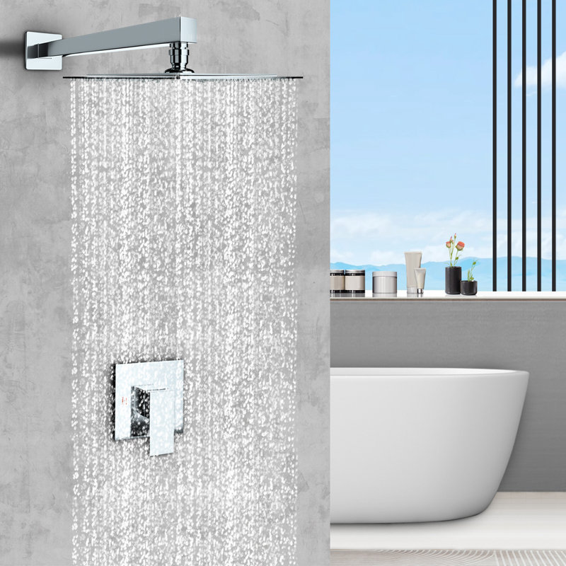 Topcraft 12-Inch Square Wall-Mounted Rain Shower System, Chrome