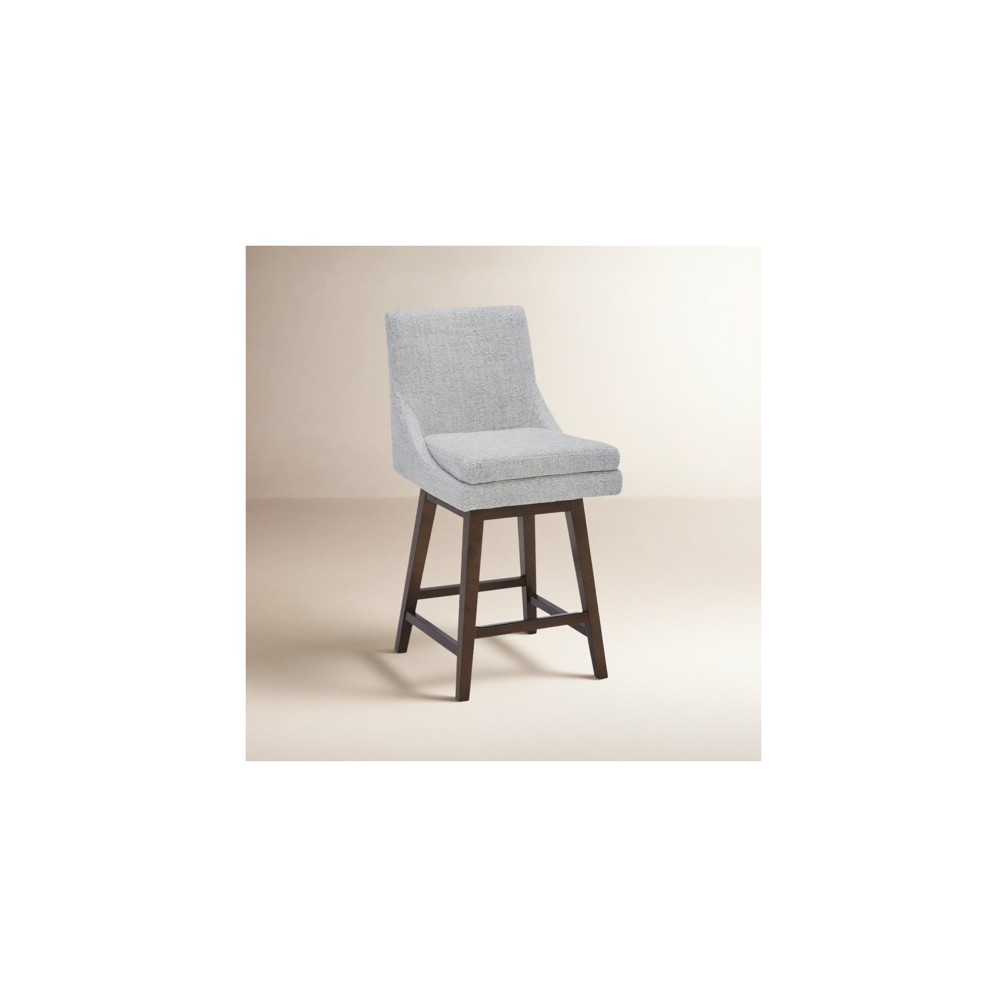 Upholstered Swivel Counter Stool (Set of 2), Nathan Gray Heathered/Walnut