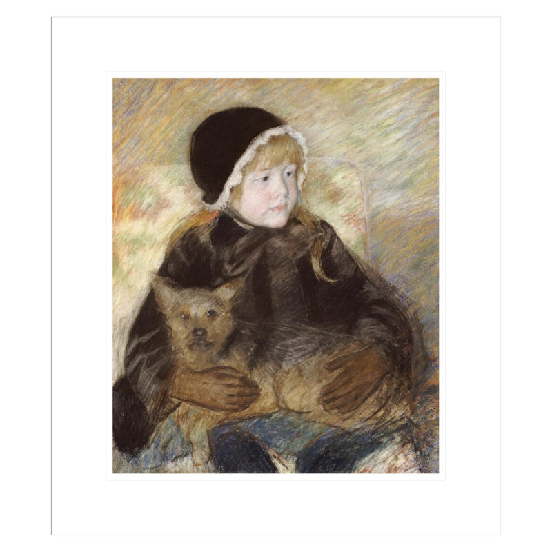 «Elsie Cassat tenant un gros chien» par Mary Cassatt, impression giclée encadrée, H 20,29 po x l 17,75 po