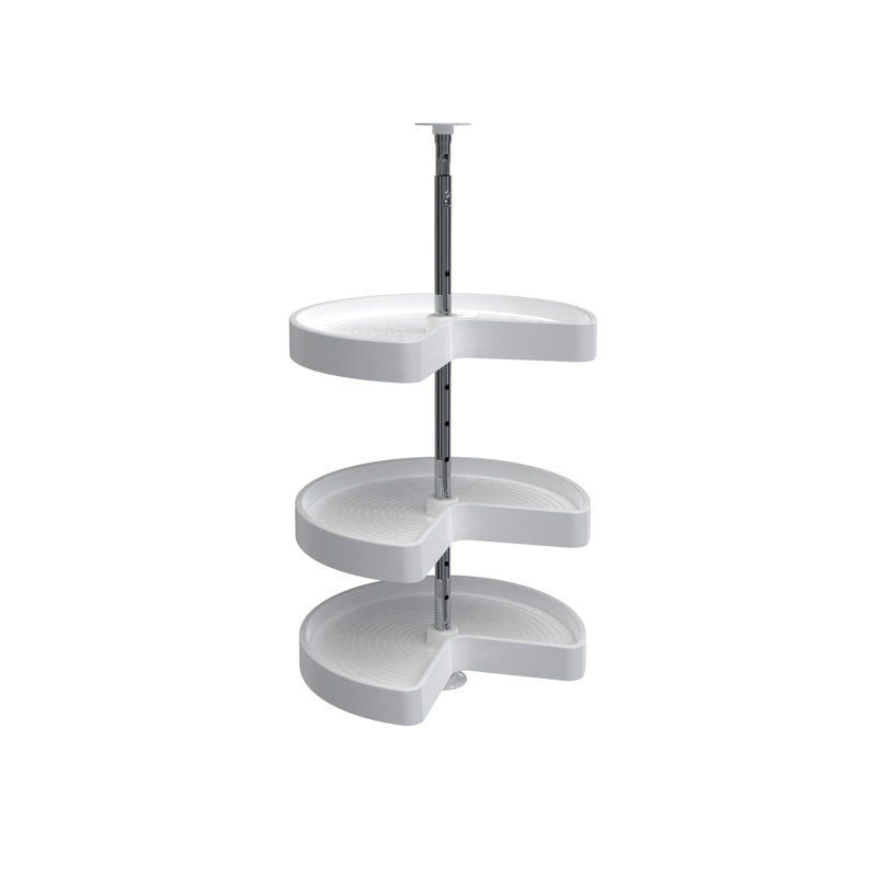 Rev-A-Shelf Polymer Kidney 3-Shelf Lazy Susan for 31" H Corner Wall Cabinets, White