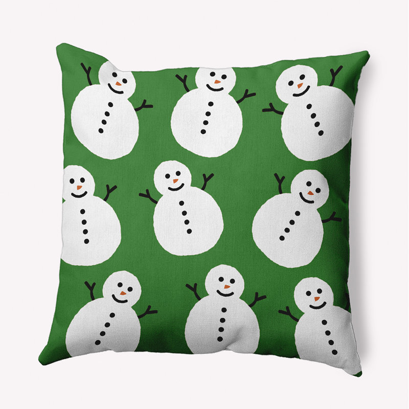 Coussin intérieur / extérieur Dancing Snowmen, Vert, H 16 po x l 16 po