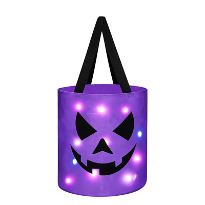 Décorations d'Halloween : sacs à bonbons lumineux à DEL, seaux, sacs fourre-tout citrouille pour enfants, cadeaux de fête d'Halloween, sacs à friandises avec poignées pour les fêtes dans le noir