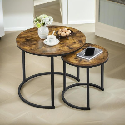 Nest of 2 Tables, Metal Frame, Side End Table, Living Room Furniture