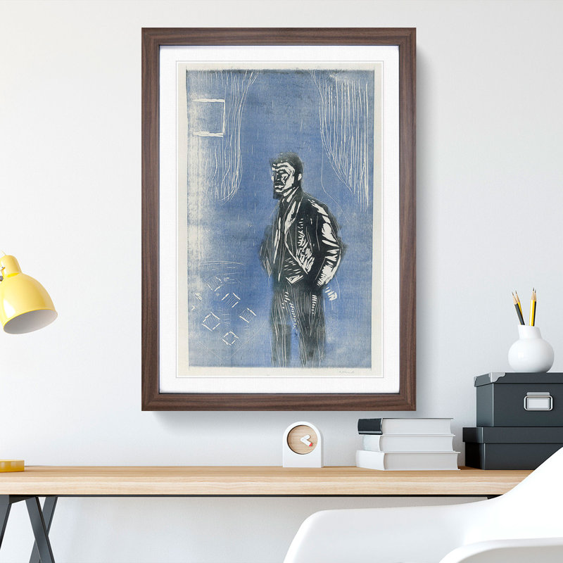 Self-Portrait by Edvard Munch - Picture Frame Painting, 65cm H x 48cm W x 2cm D, Walnut Framed
