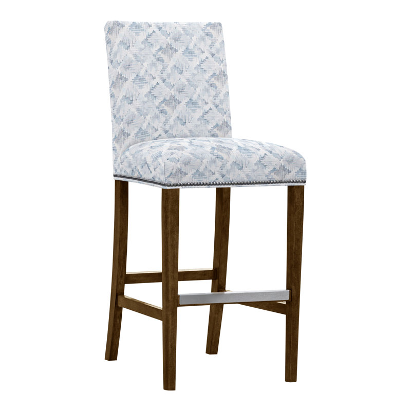 Gin Fizz Upholstered Stool with Solid Wood Frame, Yes, Jiggles Fawn, Havana
