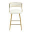 Ensemble de 2 tabourets de bar en velours côtelé beige, hauteur du comptoir, avec base et repose-pieds dorés, 66 cm (26 pouces), style moderne pour îlot de cuisine.