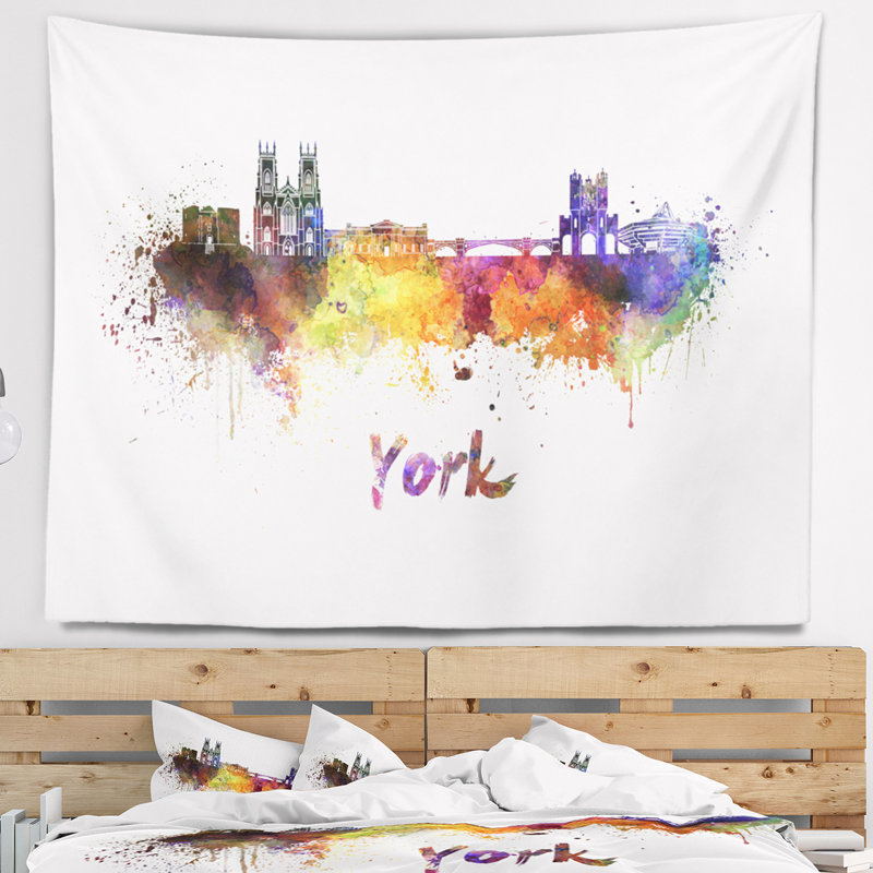 Tapisserie d'horizon de york Cityscape, H 32 po x l 39 po
