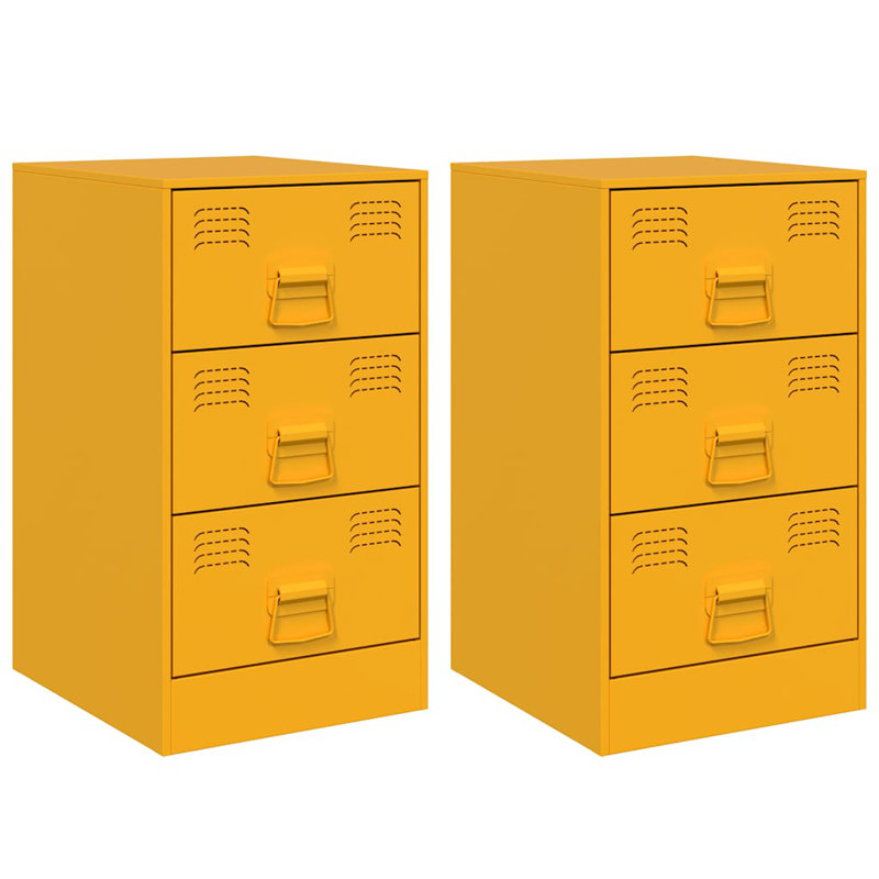 Ensemble de 2 tables de chevet vidaXL, Jaune moutarde