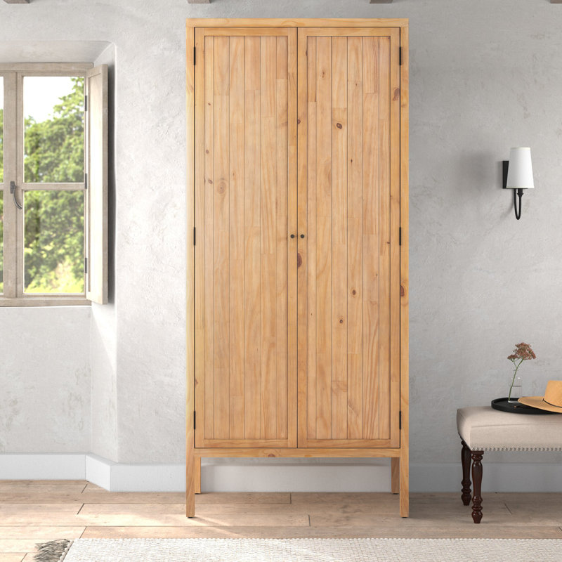 Nelia Smoked Pine Minimalist Armoire
