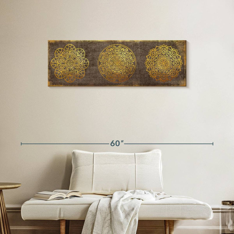 Impression sur toile Golden Mandalas, H 42 po x l 14 po x P 1,25 po