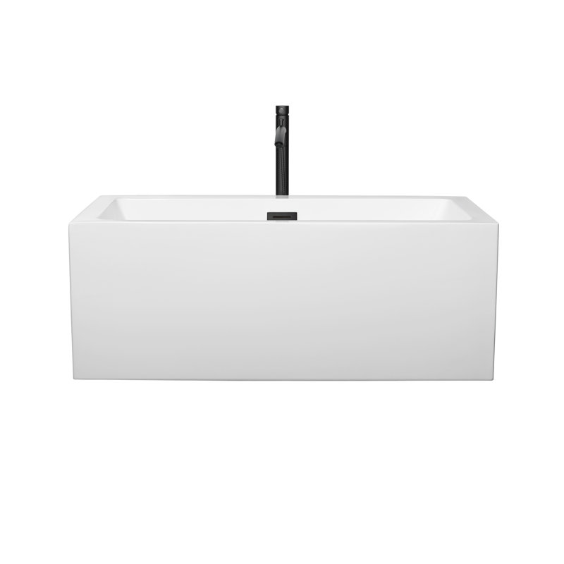 Melody 60'' x 29.5'' Soaking Acrylic Bathtub with Faucet, White/Matte Black