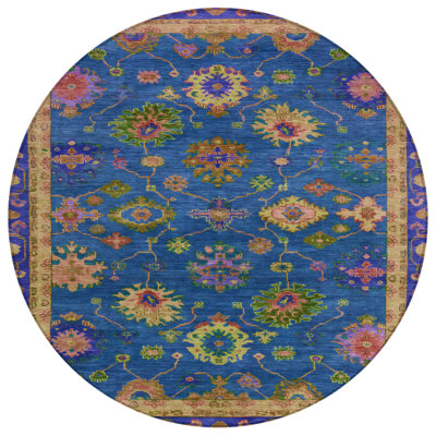 Machine Washable Indoor/Outdoor Xhevrie Blue Rug