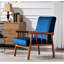 Fauteuil de style Mid-Century moderne de 25 po de largeur, bleu foncé-130775477