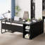 Bureau de direction en L 71 po avec armoire de rangement et tablettes-275060691