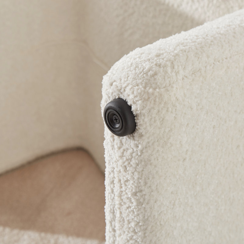 Cinead 23.79" Wide Standard Ottoman, White Boucle