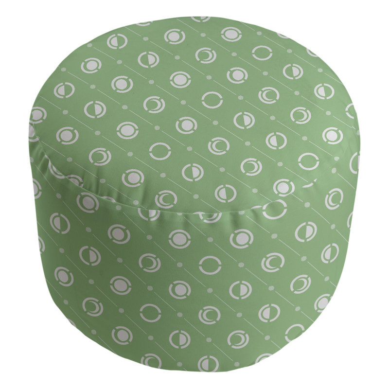 Upholstered Pouf, White Grey/Green