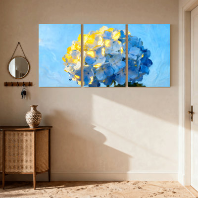 Fleurs d'hortensia sur toile, ensemble de 3 reproductions d'art sur toile