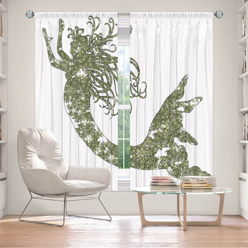 Paire de rideaux obscurcissant en polyester Rossy, L 40 po x L 82 po, Vert/blanc