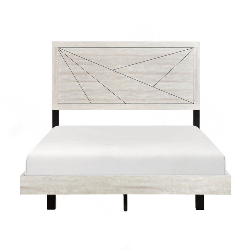 Tête de lit contemporaine contemporaine avec finition en chêne et grand lit en bois, Grand lit