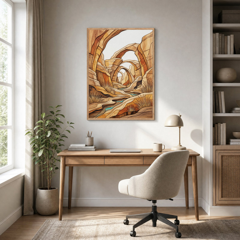 Arches de canyon superposées, style pyrogravure, sur toile murale, 48"H x 32"W