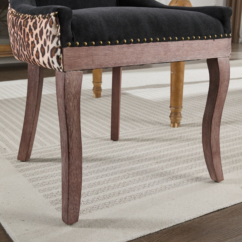 Chaise de salle à manger Ultra Side, Imprimé animal noir / léopard, Marron clair