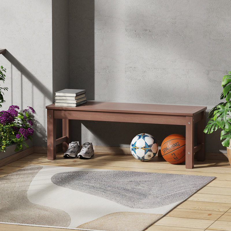 Banc d'extérieur sans dossier, banc de jardin robuste et durable, Brun, 1