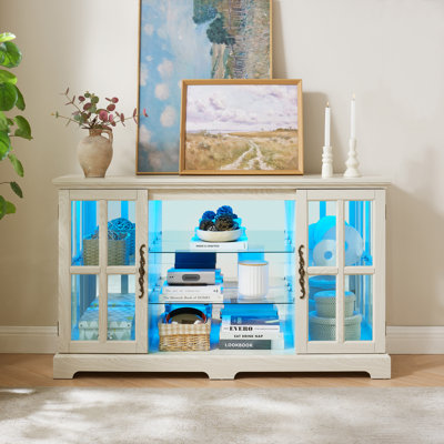 Armoires en porcelaine moderne avec lumière RVB, rangement en bois aggloméré pour la salle à manger