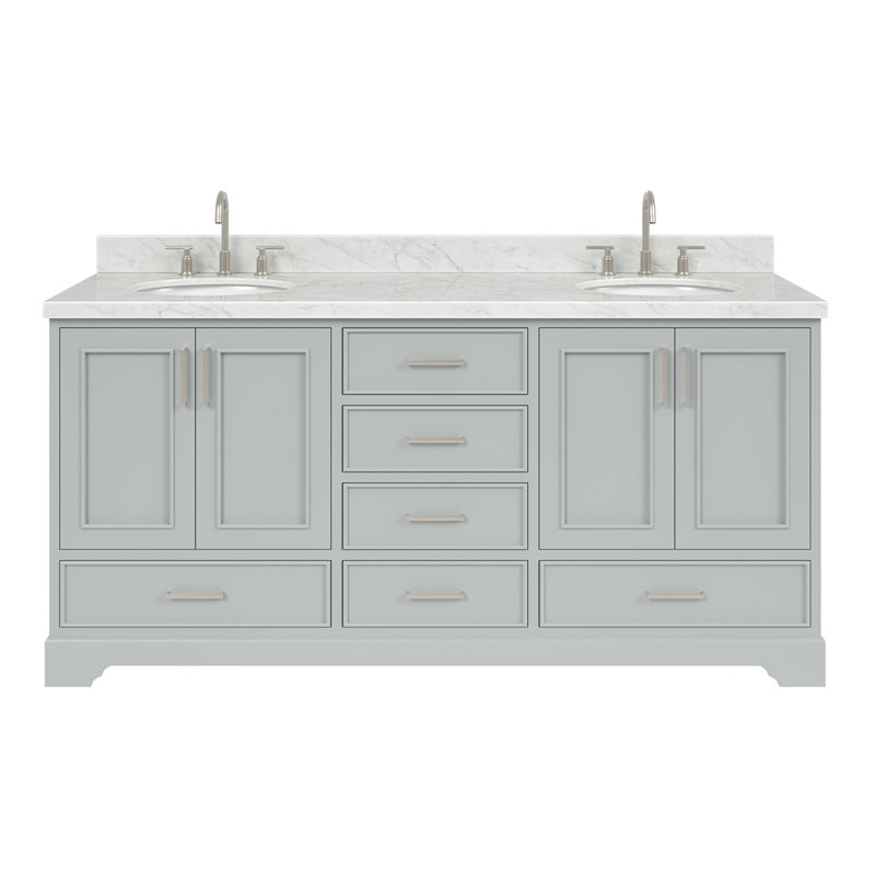 Meuble-lavabo double avec plateau Abshire 73, Gris