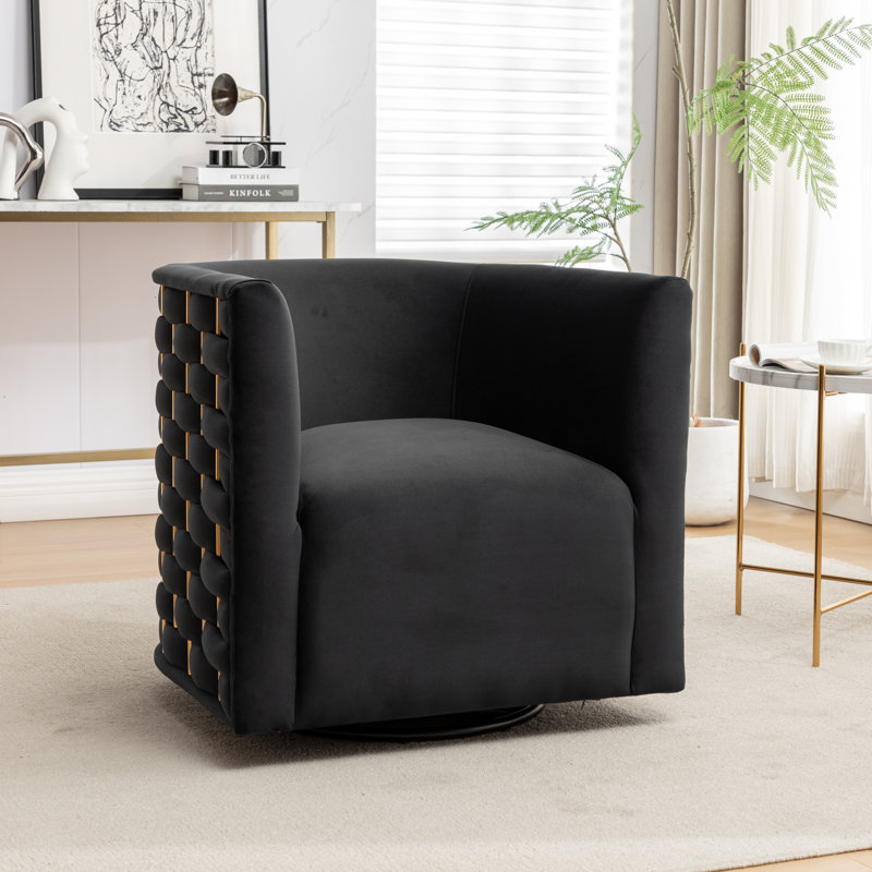 Fauteuil demi-tonneau Occie, Velours noir