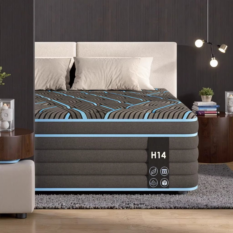 Twin Size 10 Inch Hybrid Mattress with Individually Pocketed Innerspring - Medium Firm Support for Restful Sleep, Black & Blue