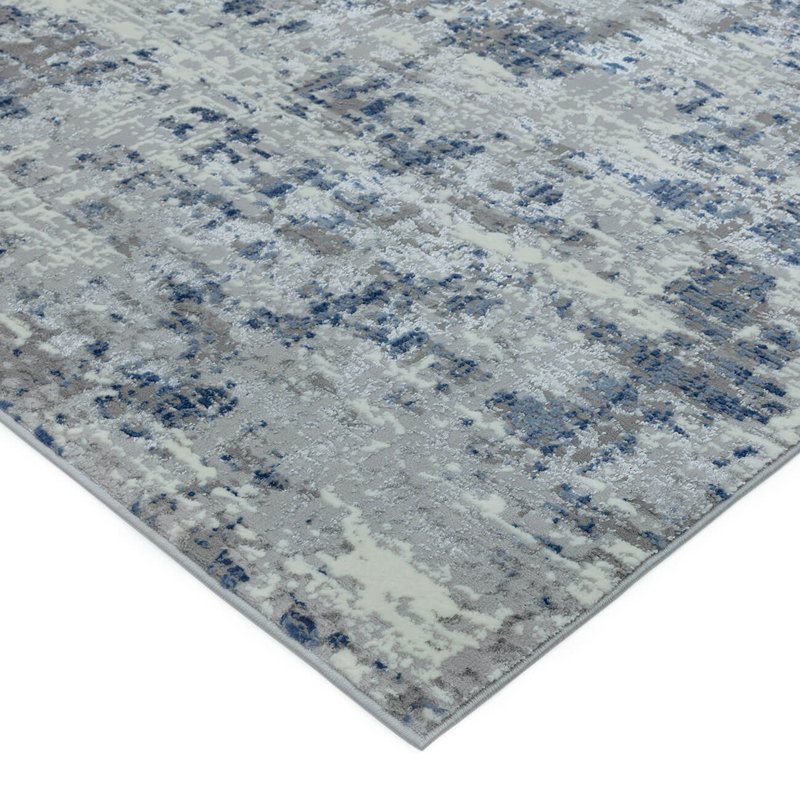 Abstract Blue Modern Abstract Easy To Clean Rug For Living Room Bedroom And Dining Room, Chenille/Cotton