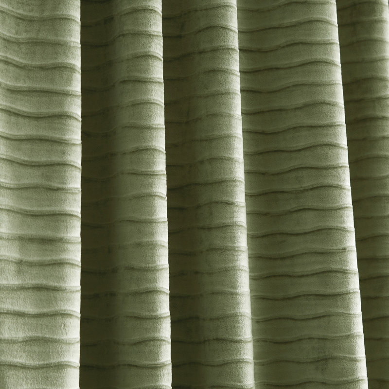 Martha Stewart Wave Embossed Curtain Panel Pair, 37" W x 84" L, Olive