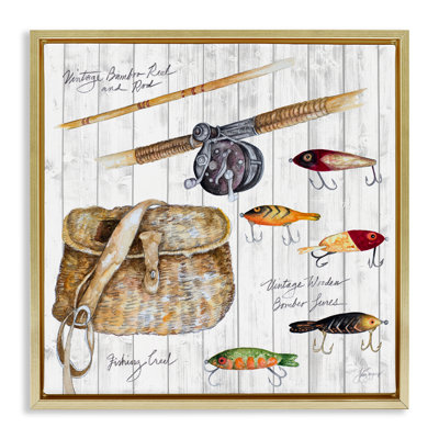 Fishing Tackle Box Framed Floater Canvas Wall Art by Janice Gaynor