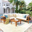 4-Piece Outdoor Acacia Wood Sofa Set Conversation Set-133986815-133986786