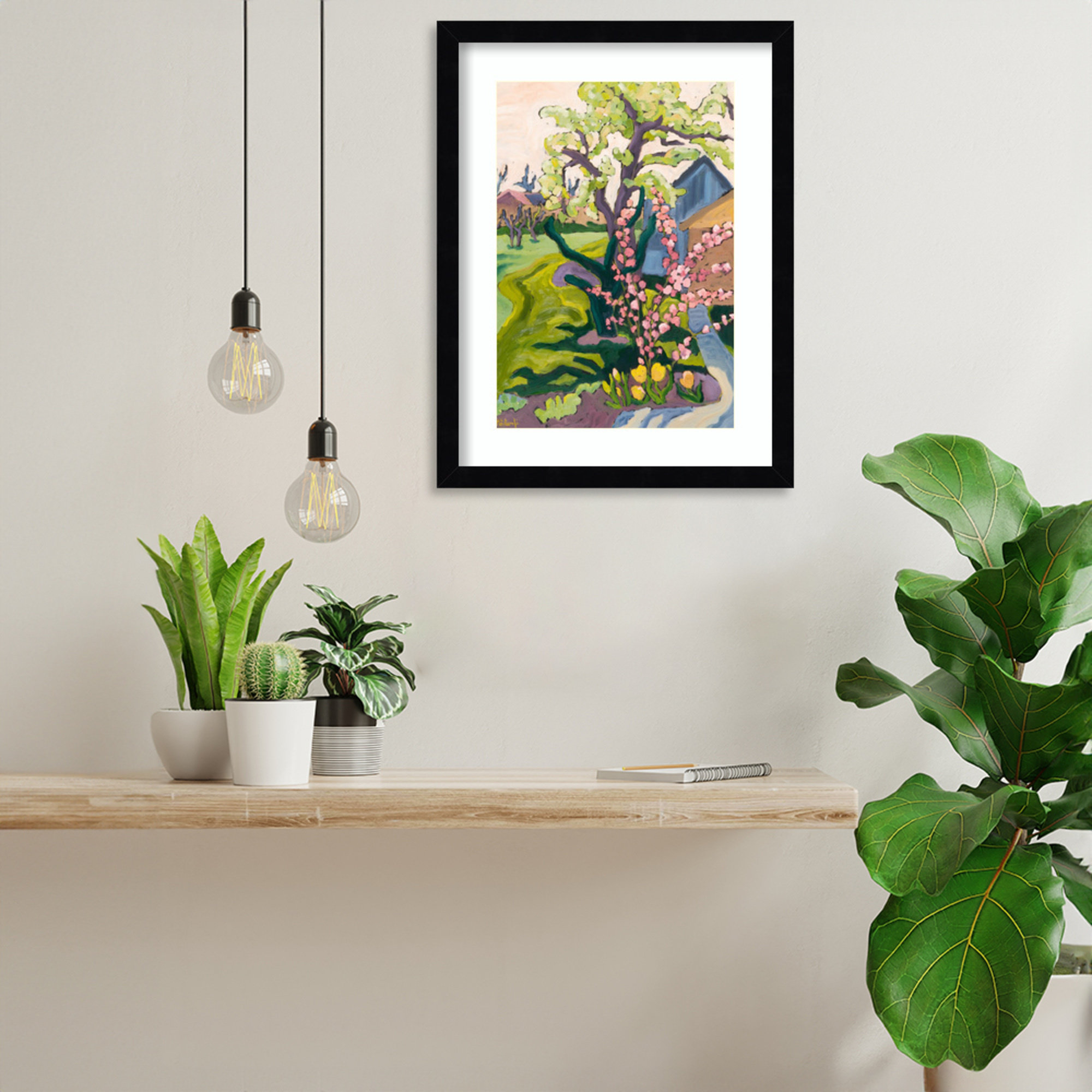 Fayra Garden In Dusk Light Framed On Paper by Fayra Print, 17" H x 13" W x 1" D, Black