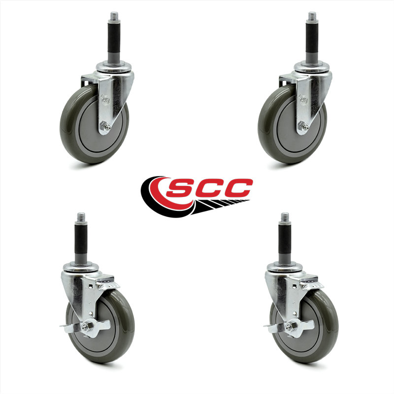 4-Piece Polyurethane Caster Set, Gray