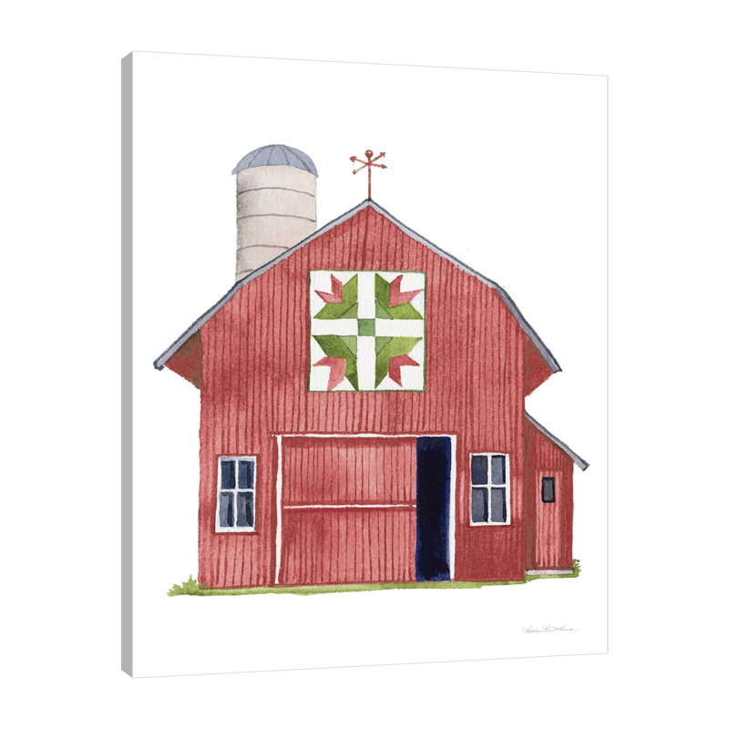 «Life On The Farm Barn Element I Dark Red», toile tendue par Kathleen Parr Mckenna, H 30 po x l 24 po x P 1,5 po