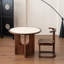 White Brown Round Rock plate Ash wood edge tabletop Solid wood table legs Dining table-1242332768