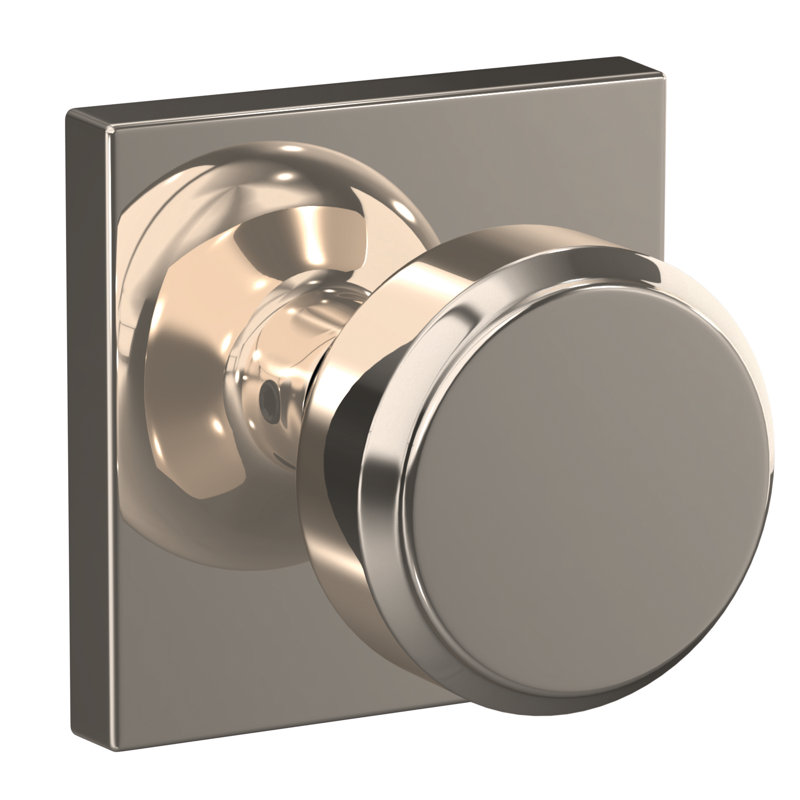 Custom Bowery Hall-Closet and Bed-Bath Knob with Collins Trim, Polished Nickel