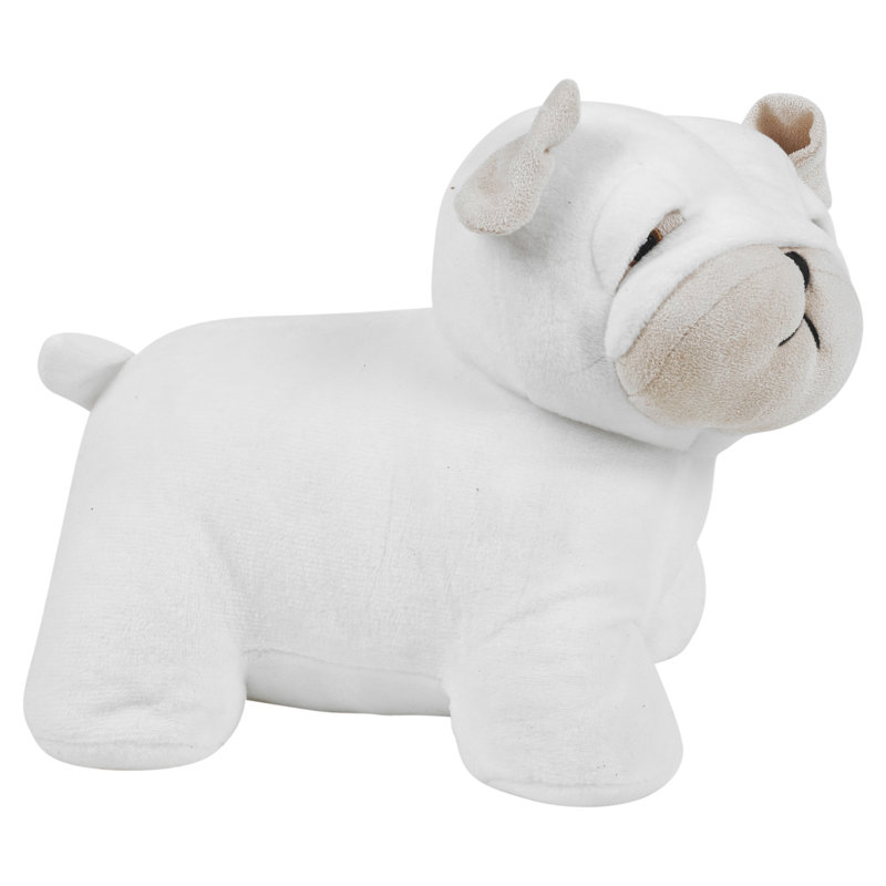 Stratton French Bulldog Fabric Weighted Floor Stop, White