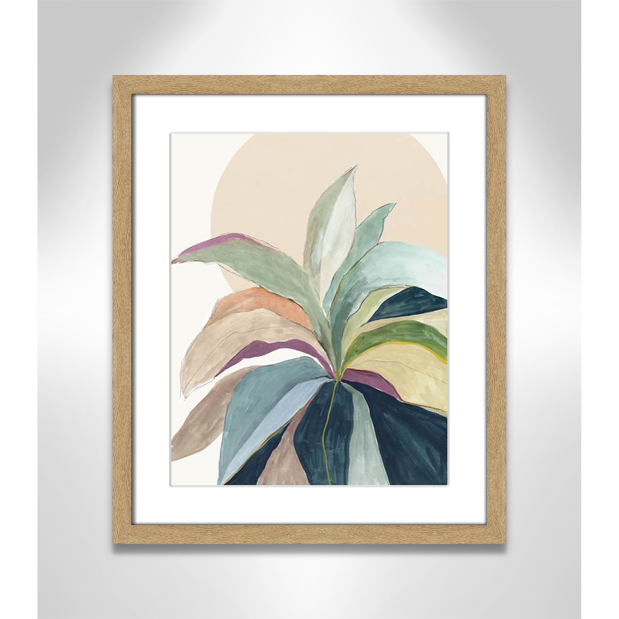 Sherbrooke Sunny Bright Leaves II by Asia Jensen Print, Natural Woodgrain Single Picture Frame, No Mat