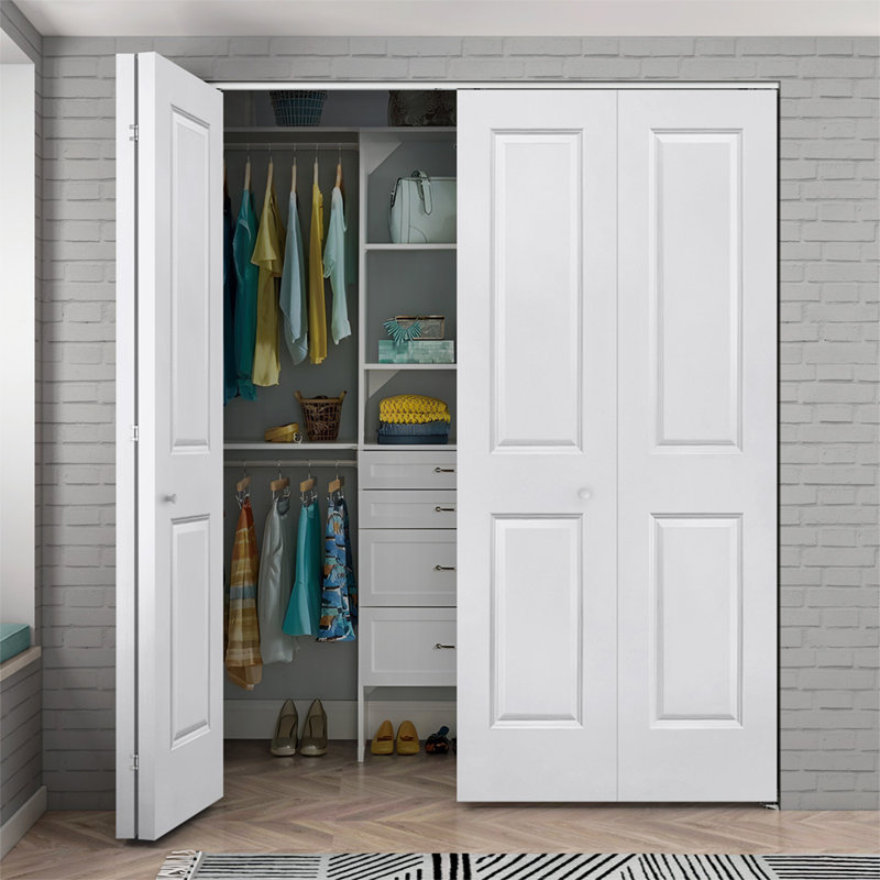 White Painted MDF Composite Double Bi-Fold Door with Hardware Kit