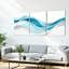 Ensemble de 3 tableaux abstraits à motif de vagues bleues-1168716032